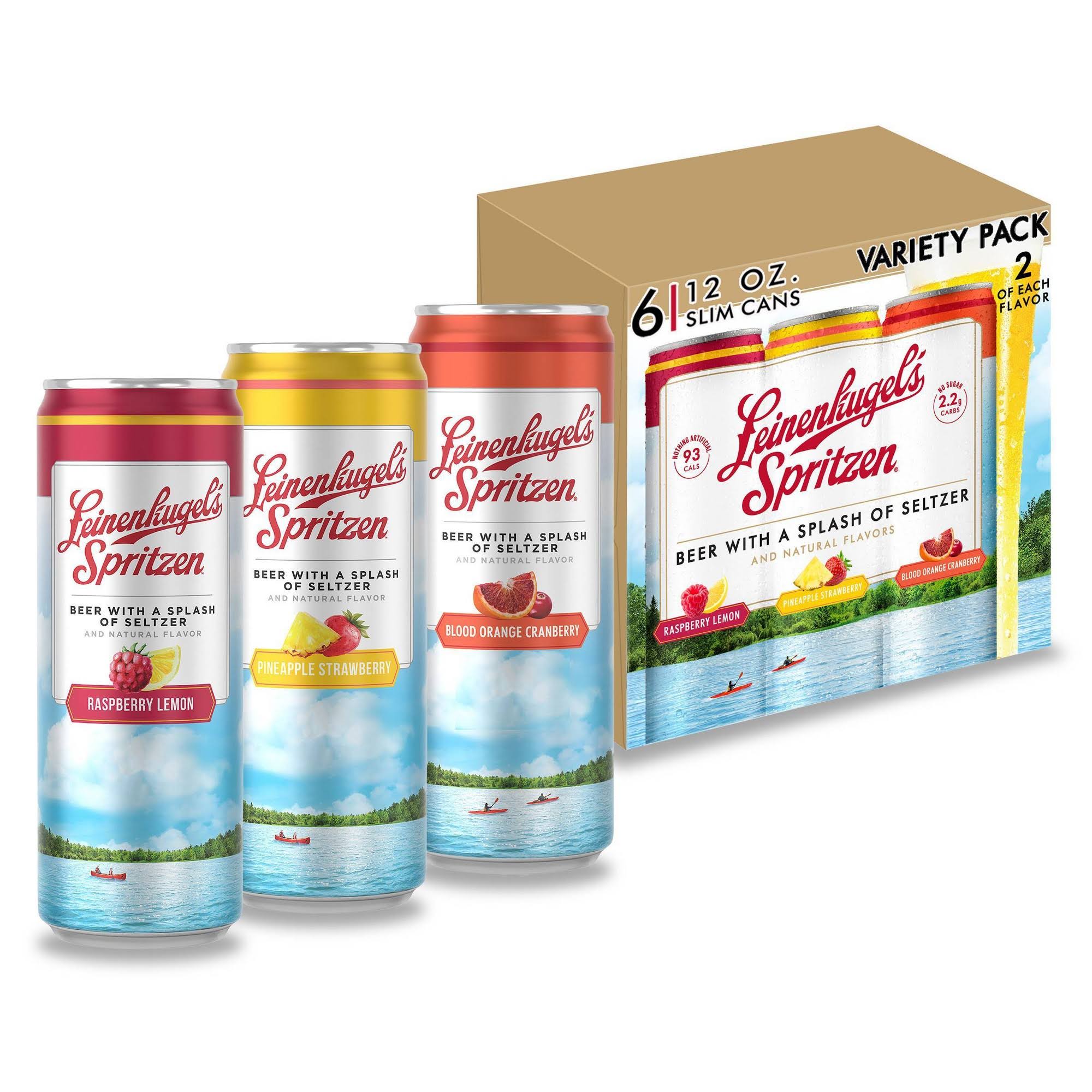 Leinenkugels Spritzen Spritzen Beer, Raspberry Lemon/Pineapple Strawberry/Blood Orange Cranberry, Variety Pack - 6 pack, 12 fl oz slim cans