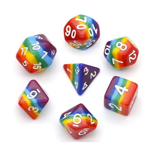 Opaque Rainbow Layer RPG Dice Set