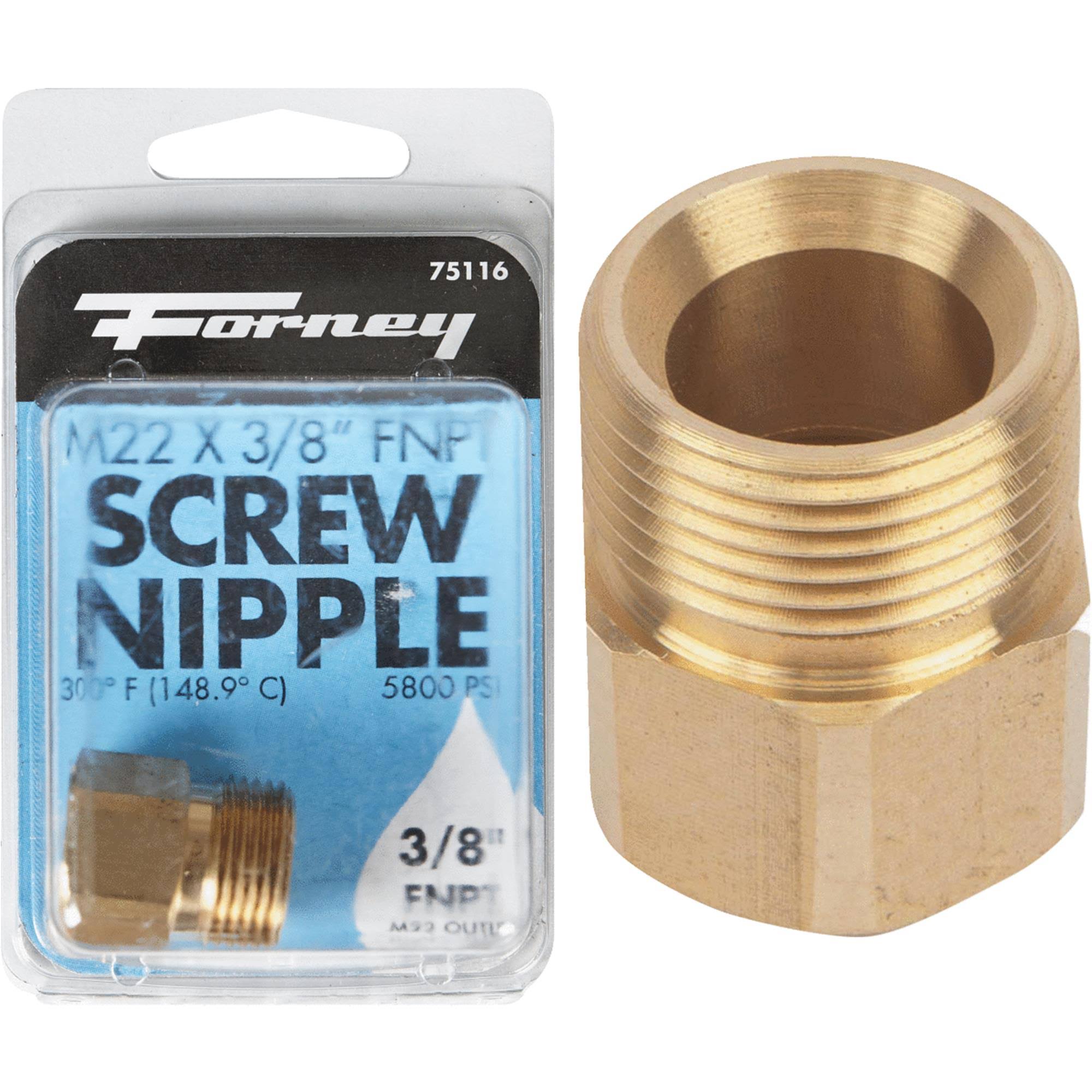 Forney 75116 Pressure Washer Female Screw Nipple - 3/8"