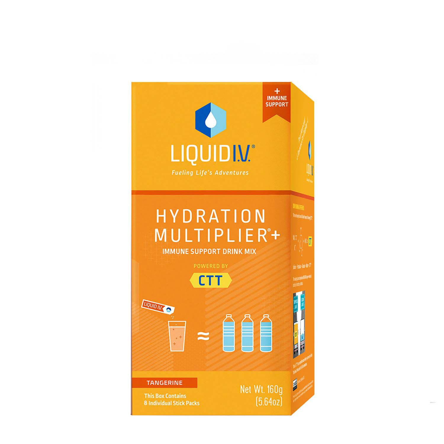 Liquid I.V. Hydration Multiplier Plus Immune Support Drink Mix, Tangerine - 8 stick packs, 128 g
