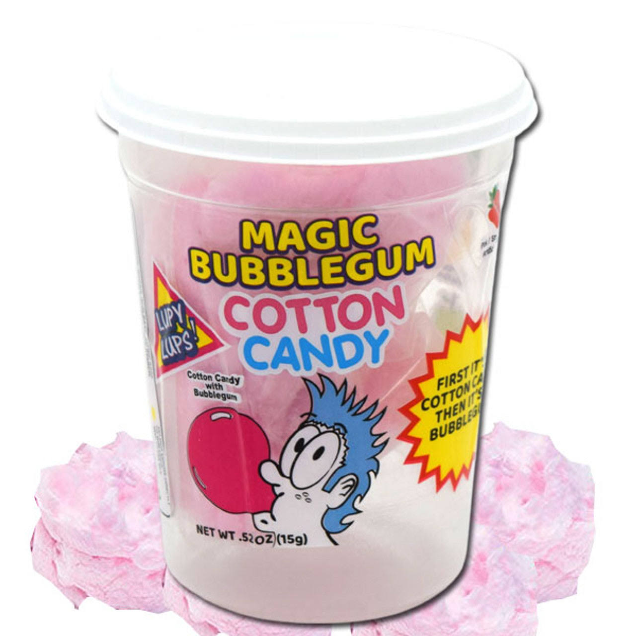 Bubble Gum Cotton Candy 0.52 oz. Mini Tub, Sweet Strawberry
