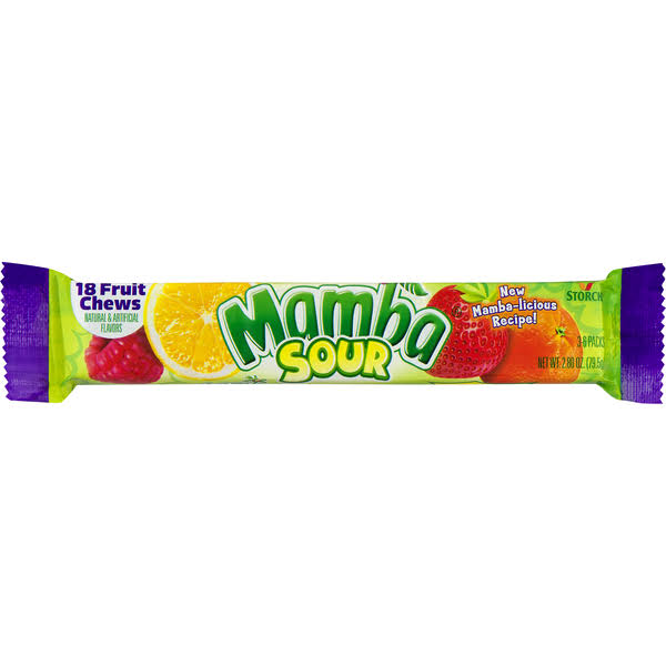 Mamba Fruit Chews, Sour - 3 packs, 2.80 oz