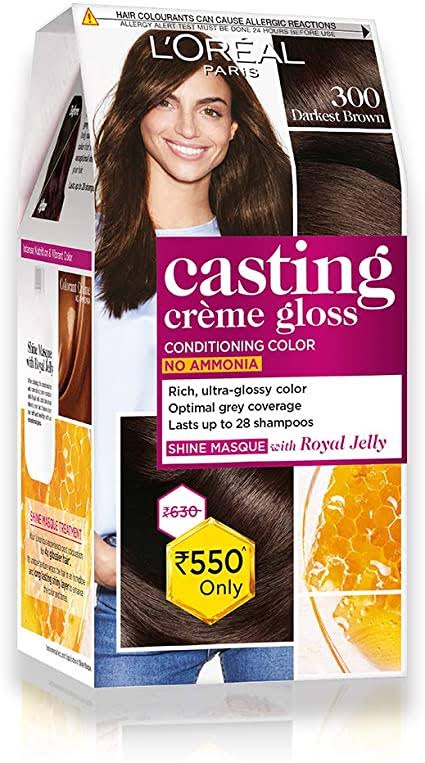 L'Oreal Casting Creme Gloss Semi Permanent Hair Dye - 300 Darkest Brown