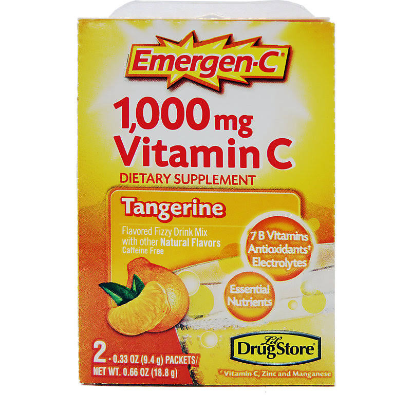 Emergen C Emergen-C Fizzy Drink Mix, Tangerine Flavored - 2 pack, 0.3 oz pouches