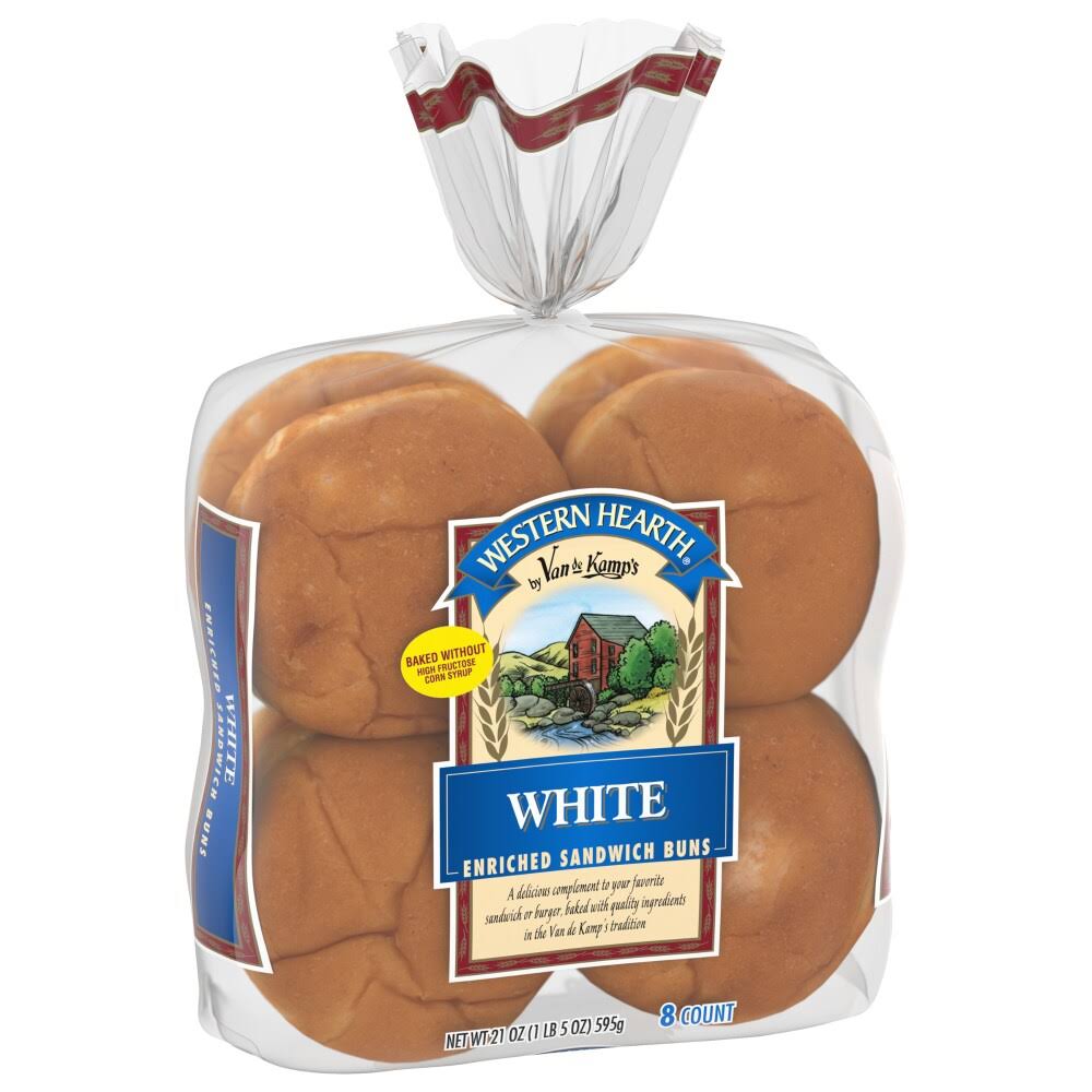 Western Hearth Extra Large White Enriched Sandwich Buns - 8 ct
