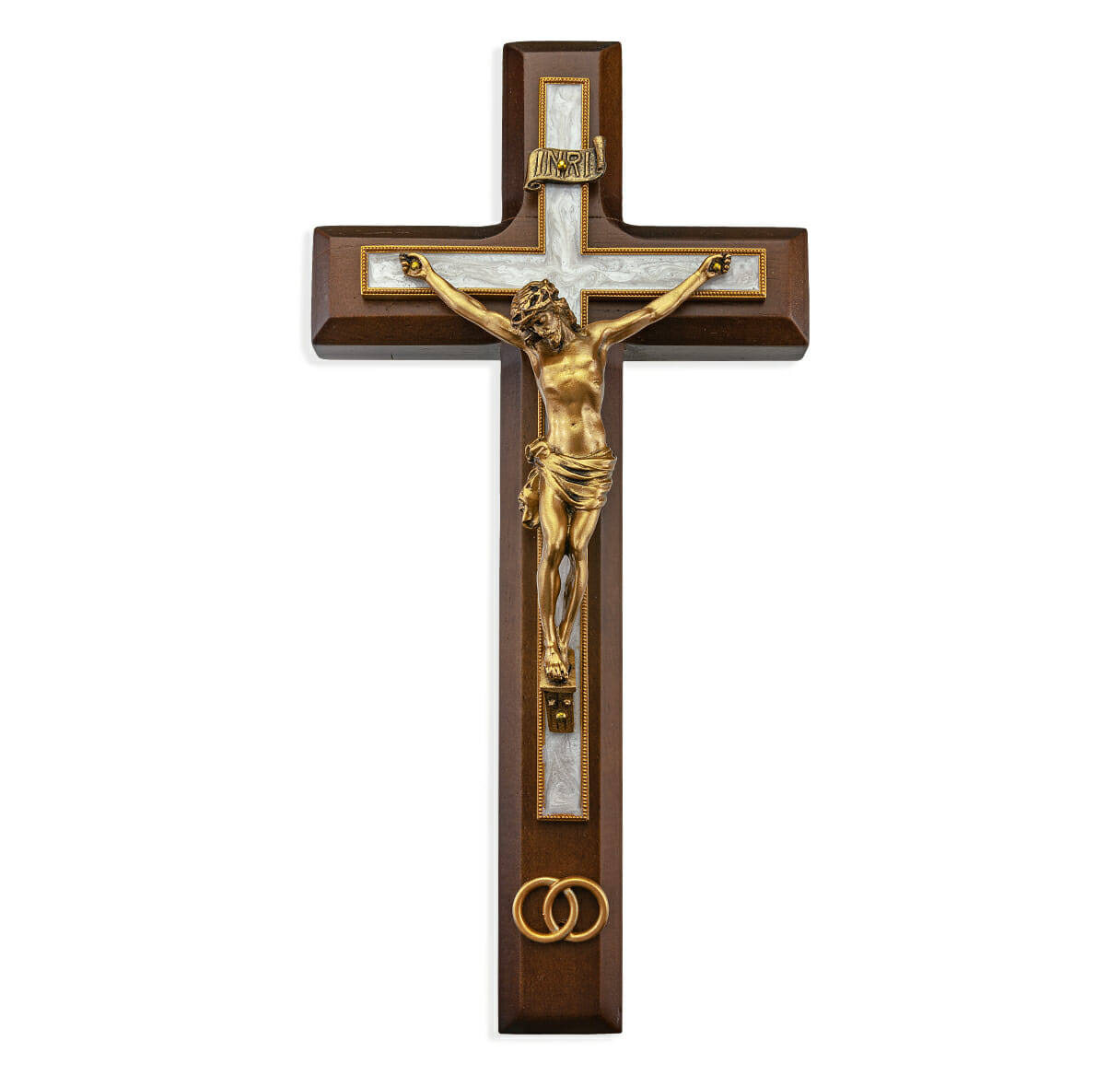 Wedding Crucifix 10" gold/pearl Inlay