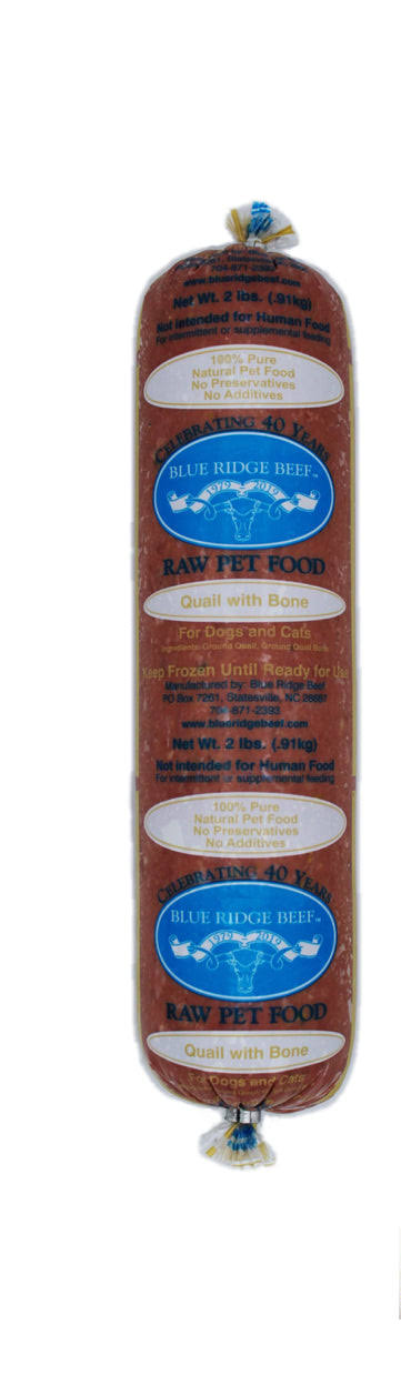 Blue Ridge Beef Quail with Bone Grain-Free Raw Frozen Chub Dog and Cat Food 2lb