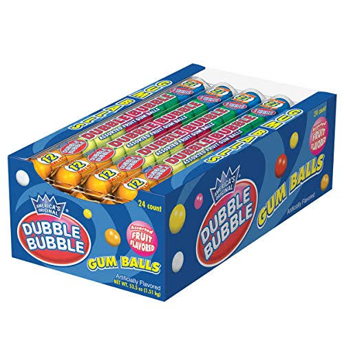 Dubble Bubble Gumballs, 24 Pack of 12-Gumball Tubes in Assorted Fruit