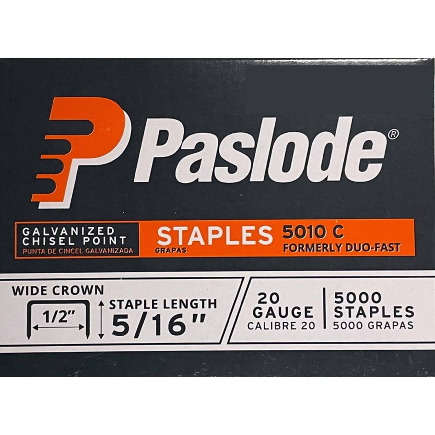 Paslode Staples 1/2" W X 5/16" L 20 Ga. Wide Crown Silver 650925
