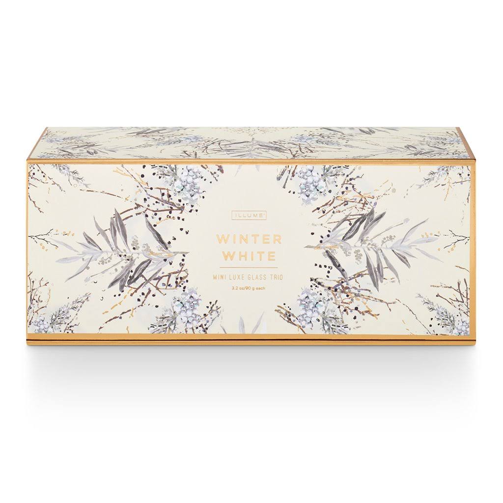 ILLUME Winter White Mini Luxe Sanded Mercury Glass Candle Set