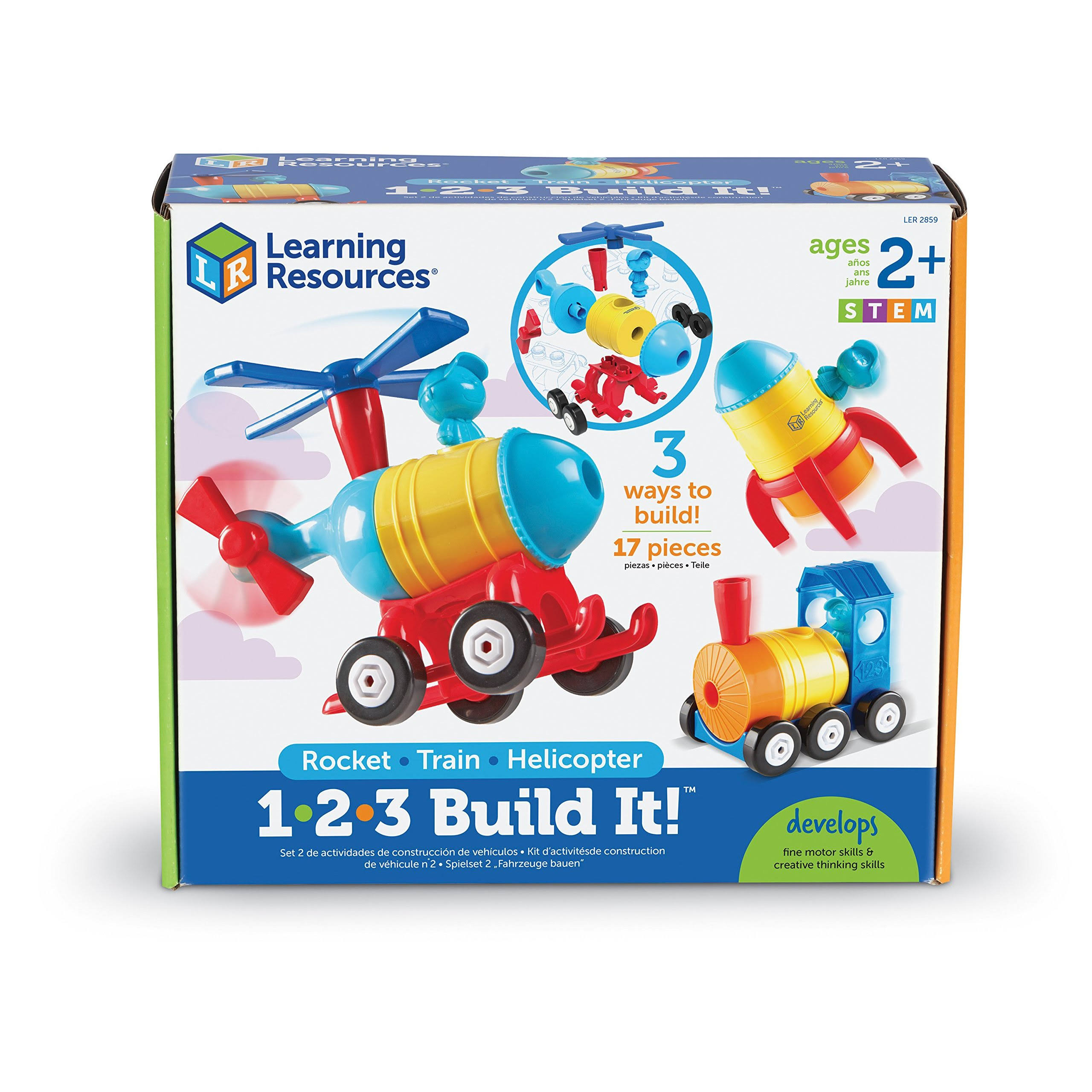 Learning Resources 1-2-3 Build It! Rocket-Train-Helicopter