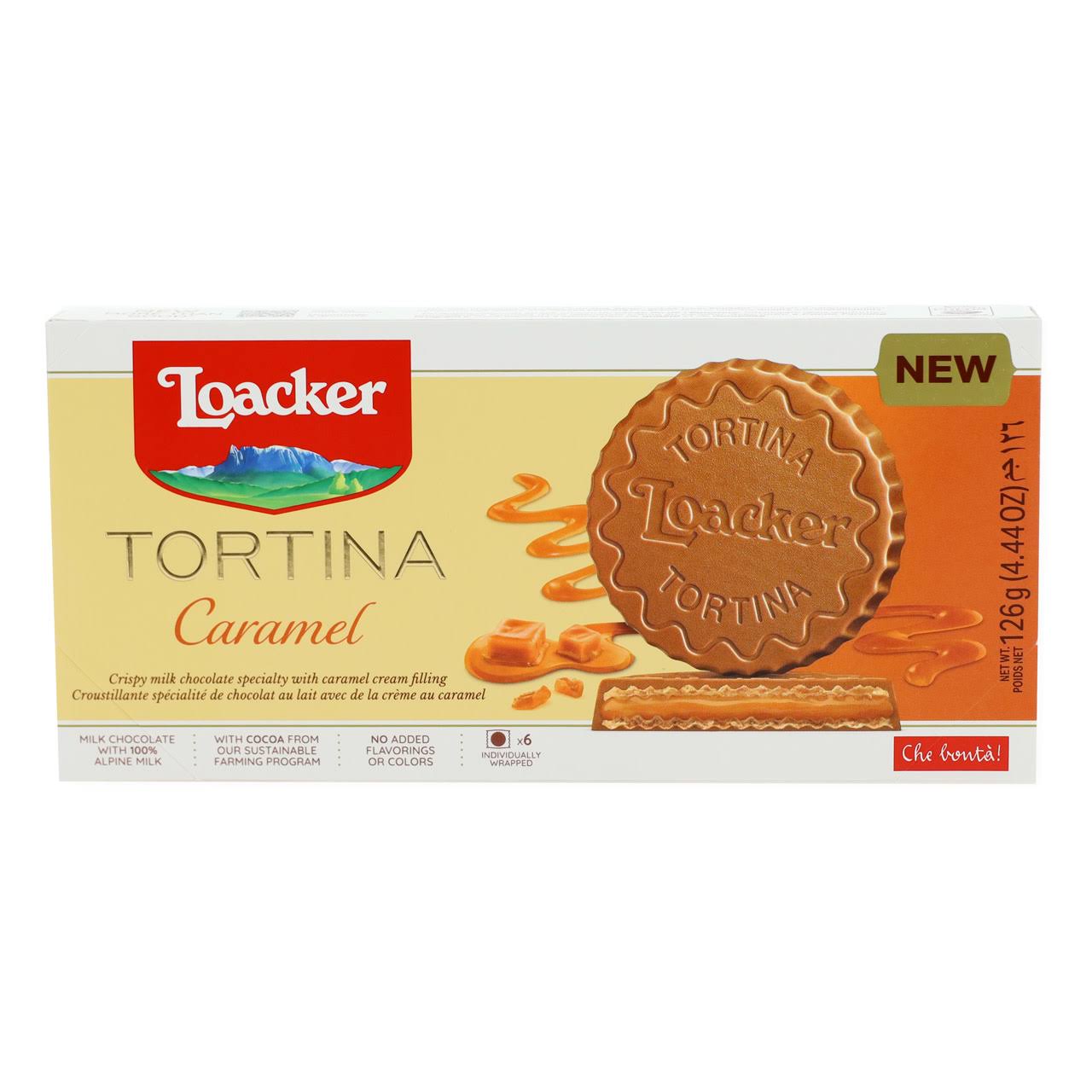 Loacker Tortina Premium Chocolate Coated Wafer, Caramel 125g 4.41 Oz.