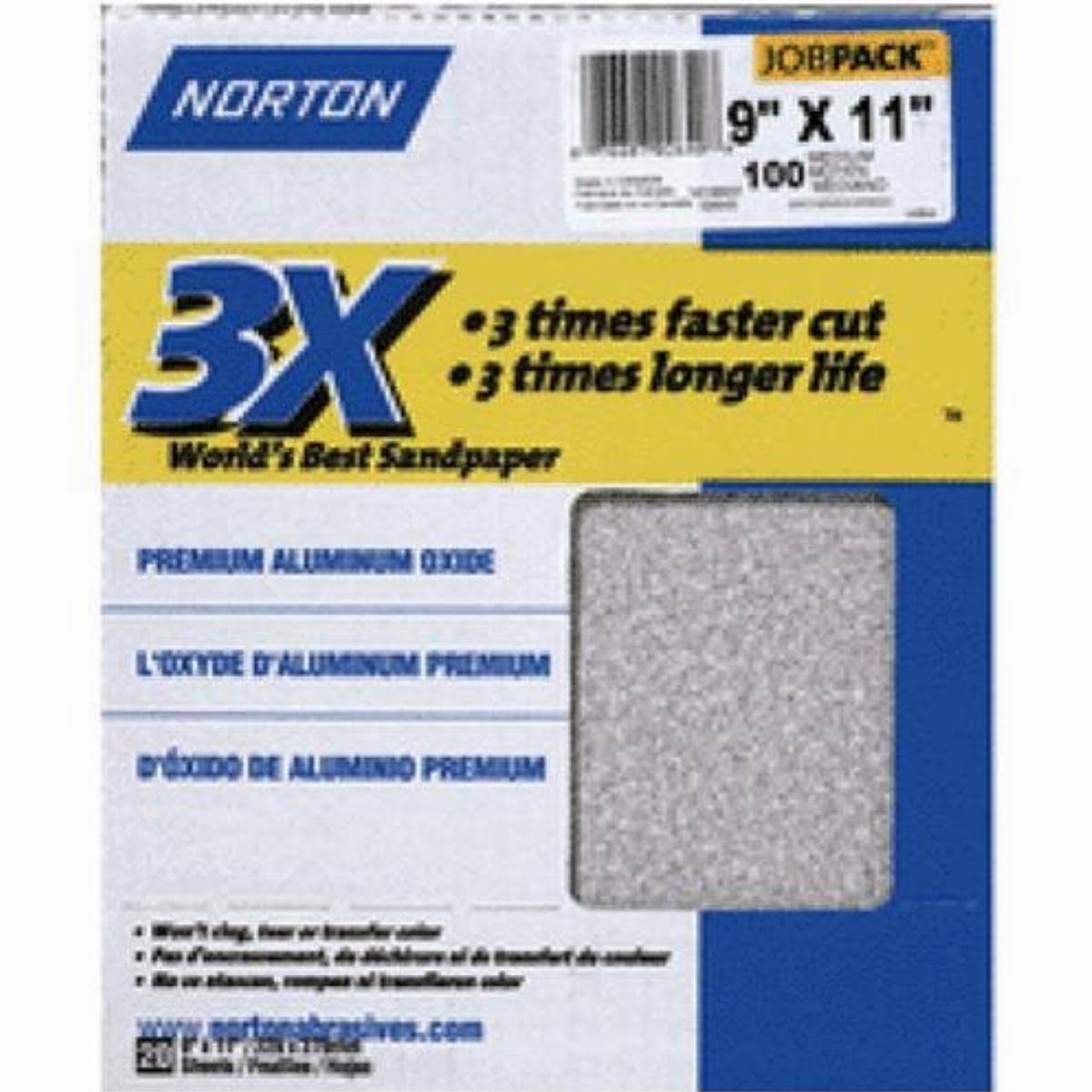 Norton 50395-038 Sandpaper 11" L X 9" W 120 Grit Aluminum Oxide