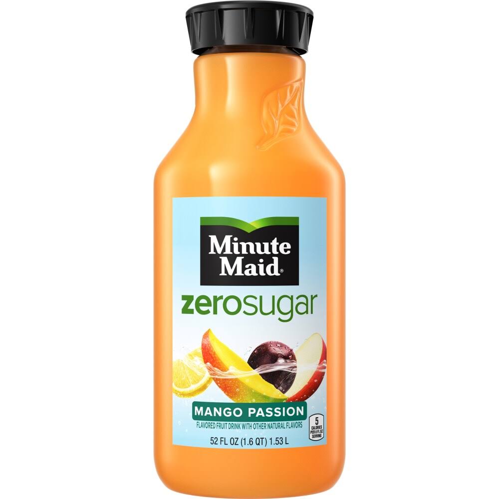Minute Maid Zero Sugar Mango Passion Fruit Bottle, 52 fl oz