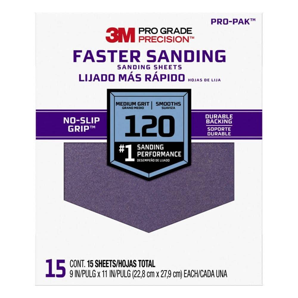 Pro Grade Precision 9 in. x 11 in. 120 Grit Medium Faster Sanding Sheets