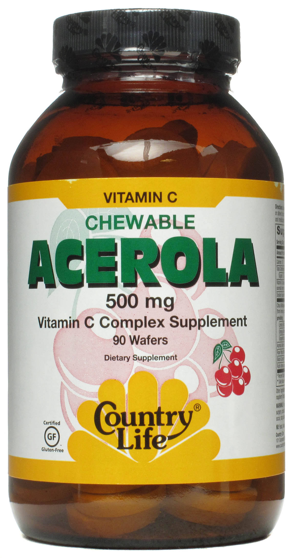 Country Life Acerola Vitamin C - Chewable, Cherry, 90 Wafers