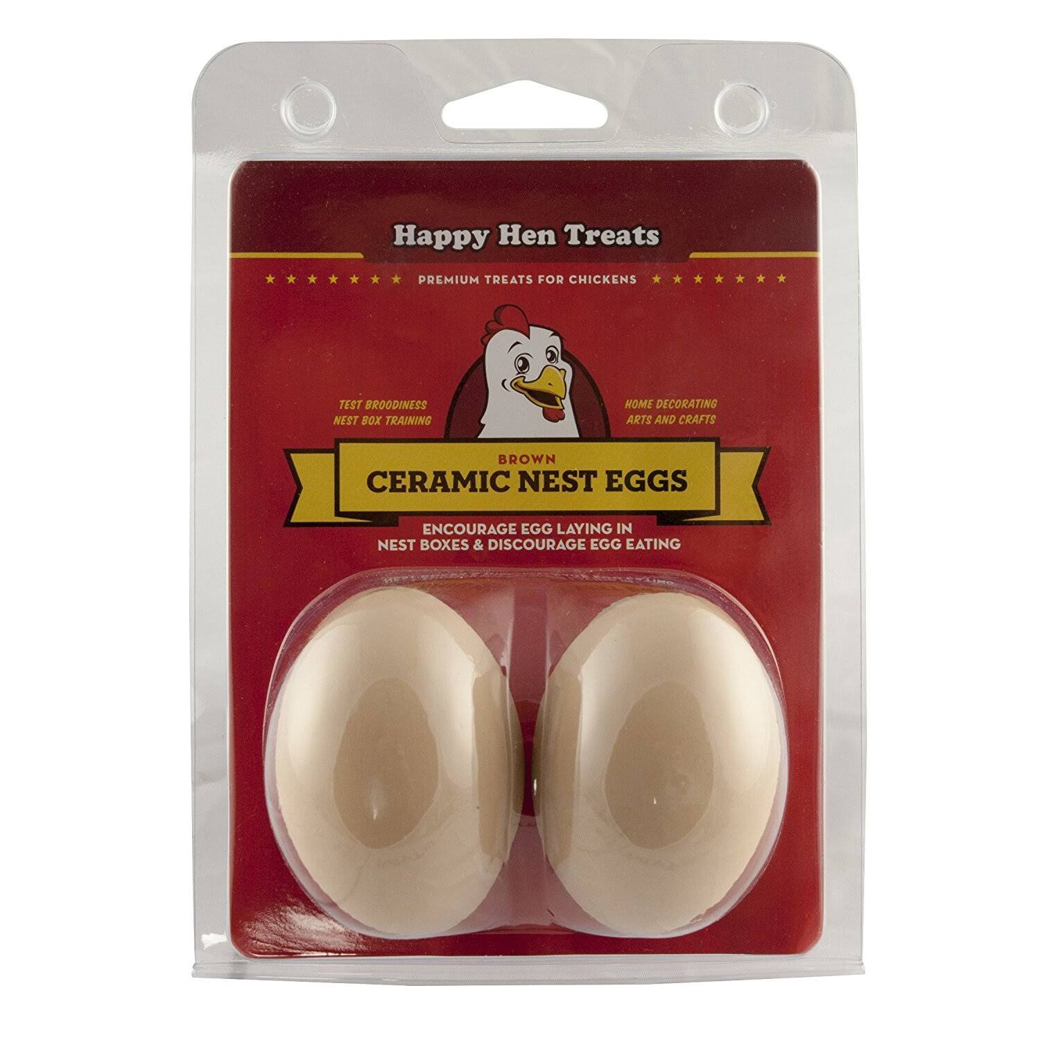 Happy Hen Treats Ceramic Nest Eggs - Brown