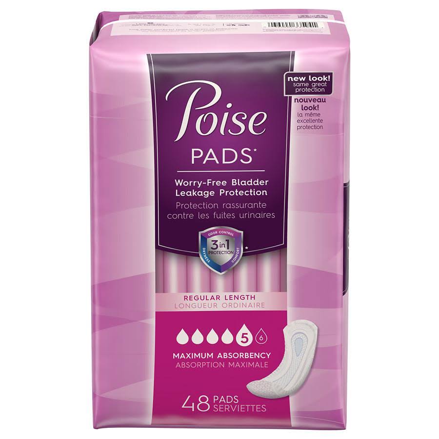 Poise 5 Maximum Absorbency Pads - 48 Pads
