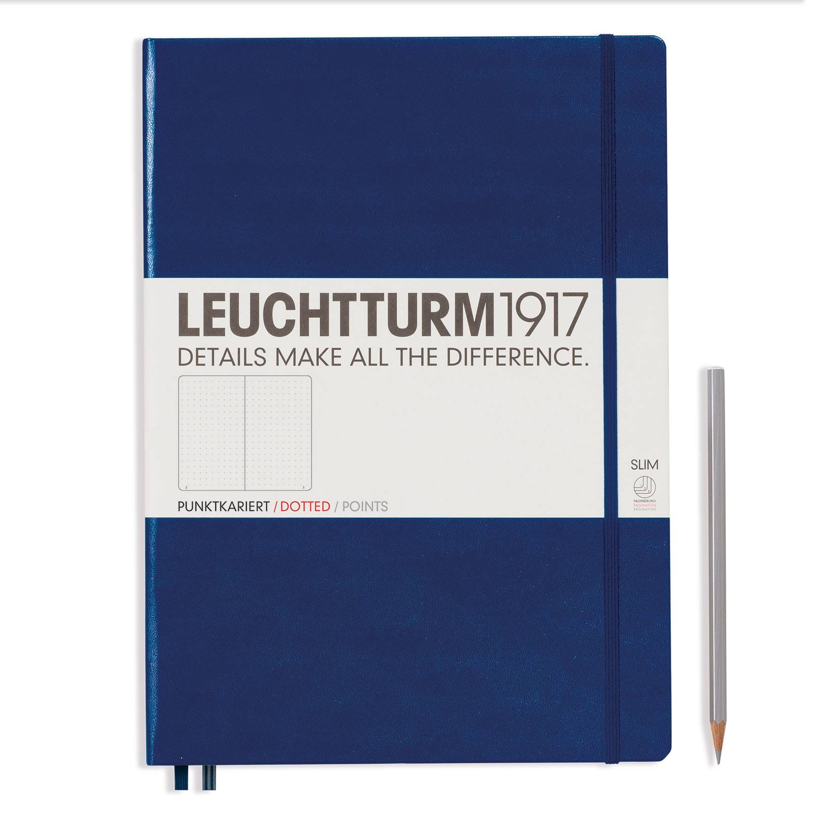 LEUCHTTURM1917 Master Slim (A4+) Hardcover Notebook - Navy Dotted