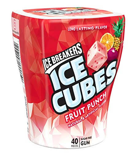 All New Flavor! Fruit Punch Ice Breakers Ice Cubes, 40 Pieces, 1 per O