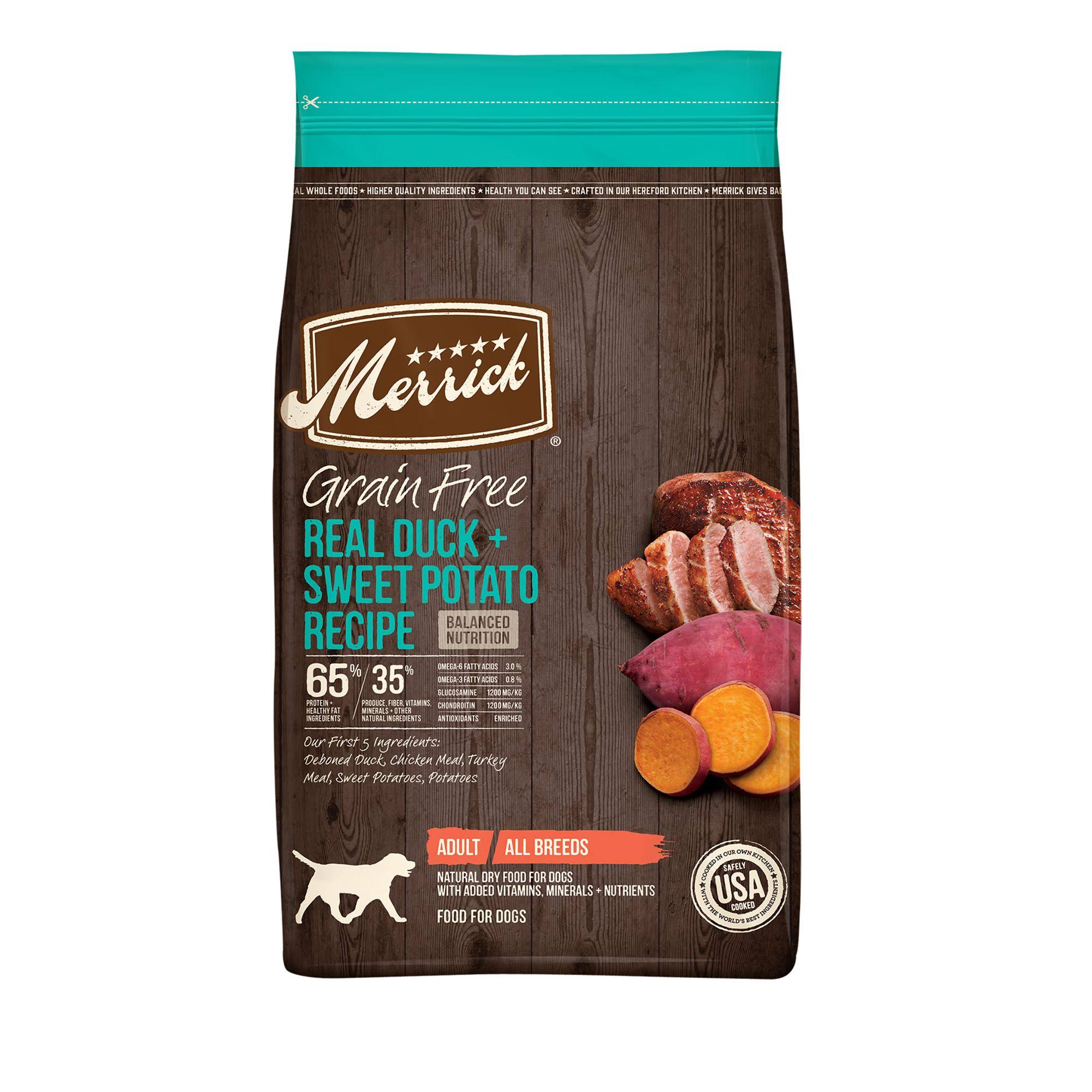 Merrick Grain-Free Real Duck + Sweet Potato Recipe Dry Dog Food, 22-lb