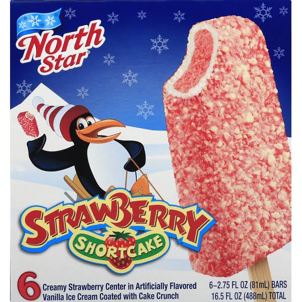 North Star Ice Cream Bars - Strawberry Shortcake/Vanilla, 3oz, 6pk