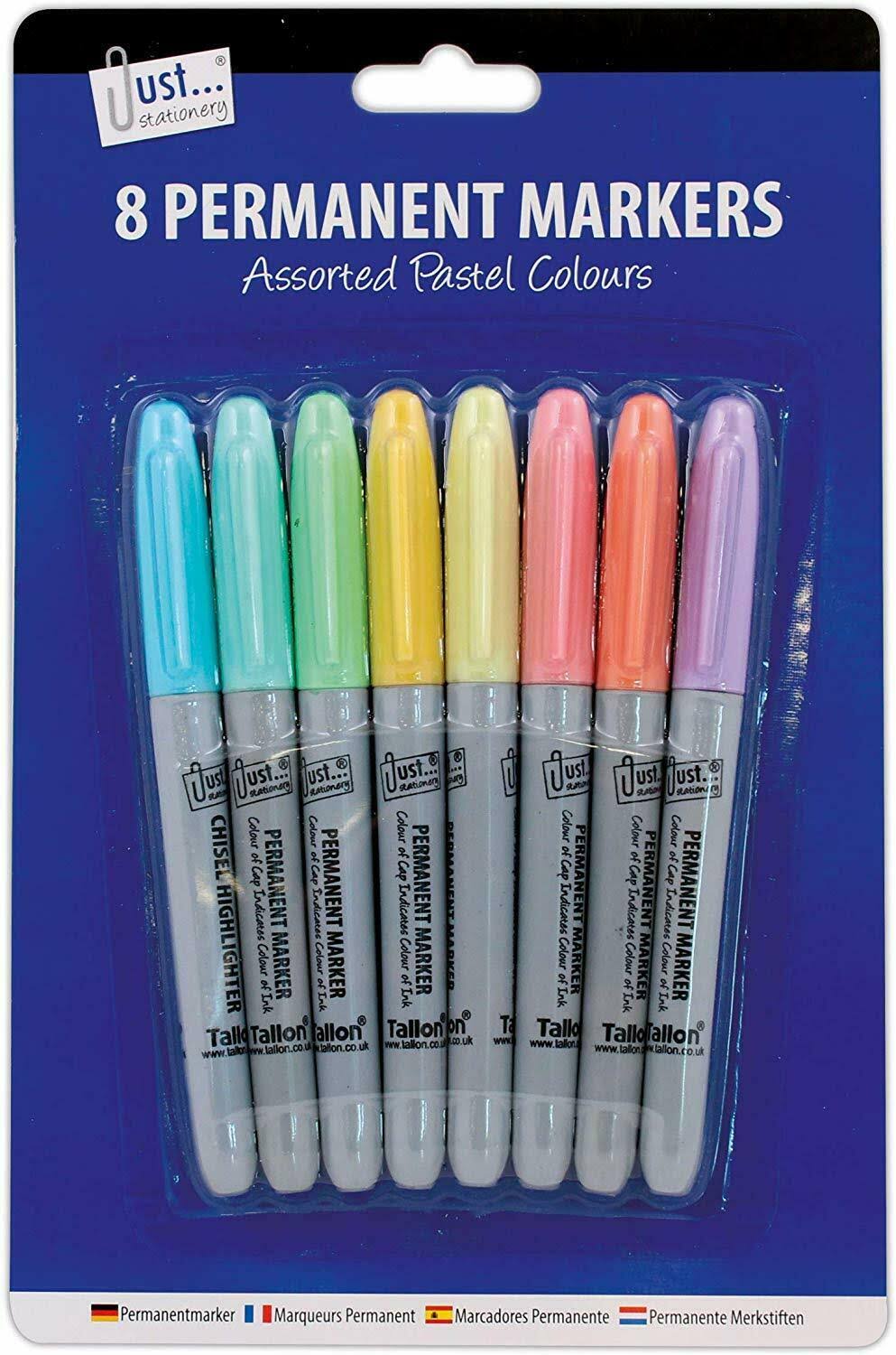 Pack of 8 Pastel Coloured Permanent Markers