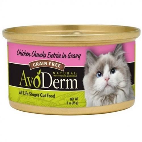 AvoDerm Natural Grain Free Wet Cat Food - Chicken Chunks Entre in Gravy, 3oz, 24 Pack