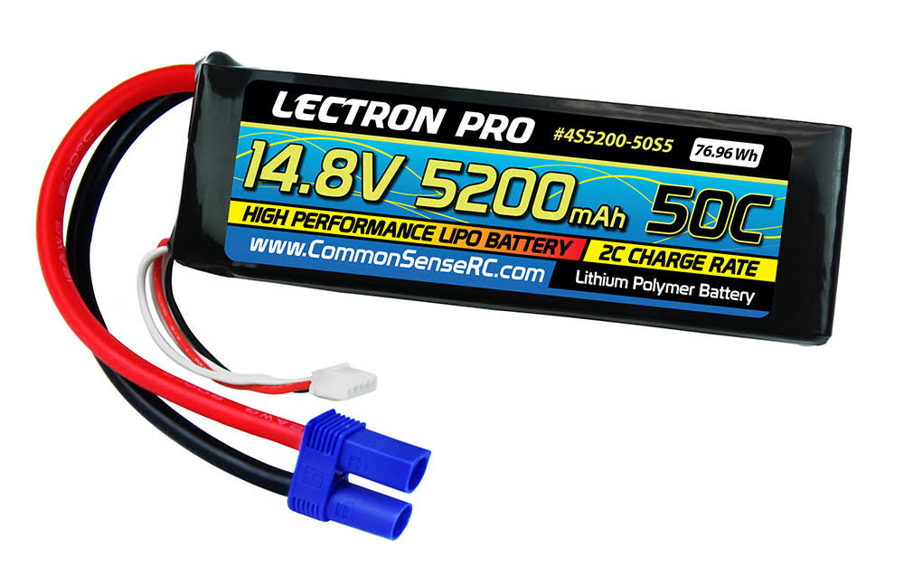 Common Sense R/C . CSR Lectron Pro 14.8V 5200mAh 50C Lipo Battery Soft Pack w\EC5