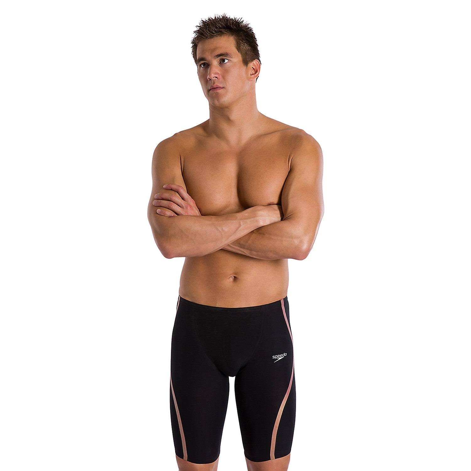 Speedo Men's LZR Pure Intent High Waist Jammer Tech Suit Swimsuit - Black/Rose Gold | Nylon/Lycra - Swimoutlet.com