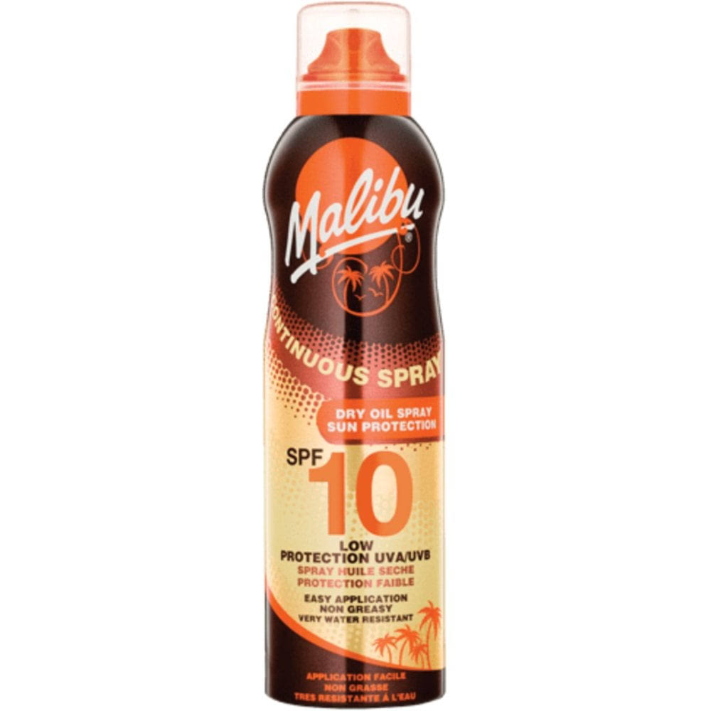 Malibu Continuous Dry Oil Sun Protection Spray - SPF 10, 175ml