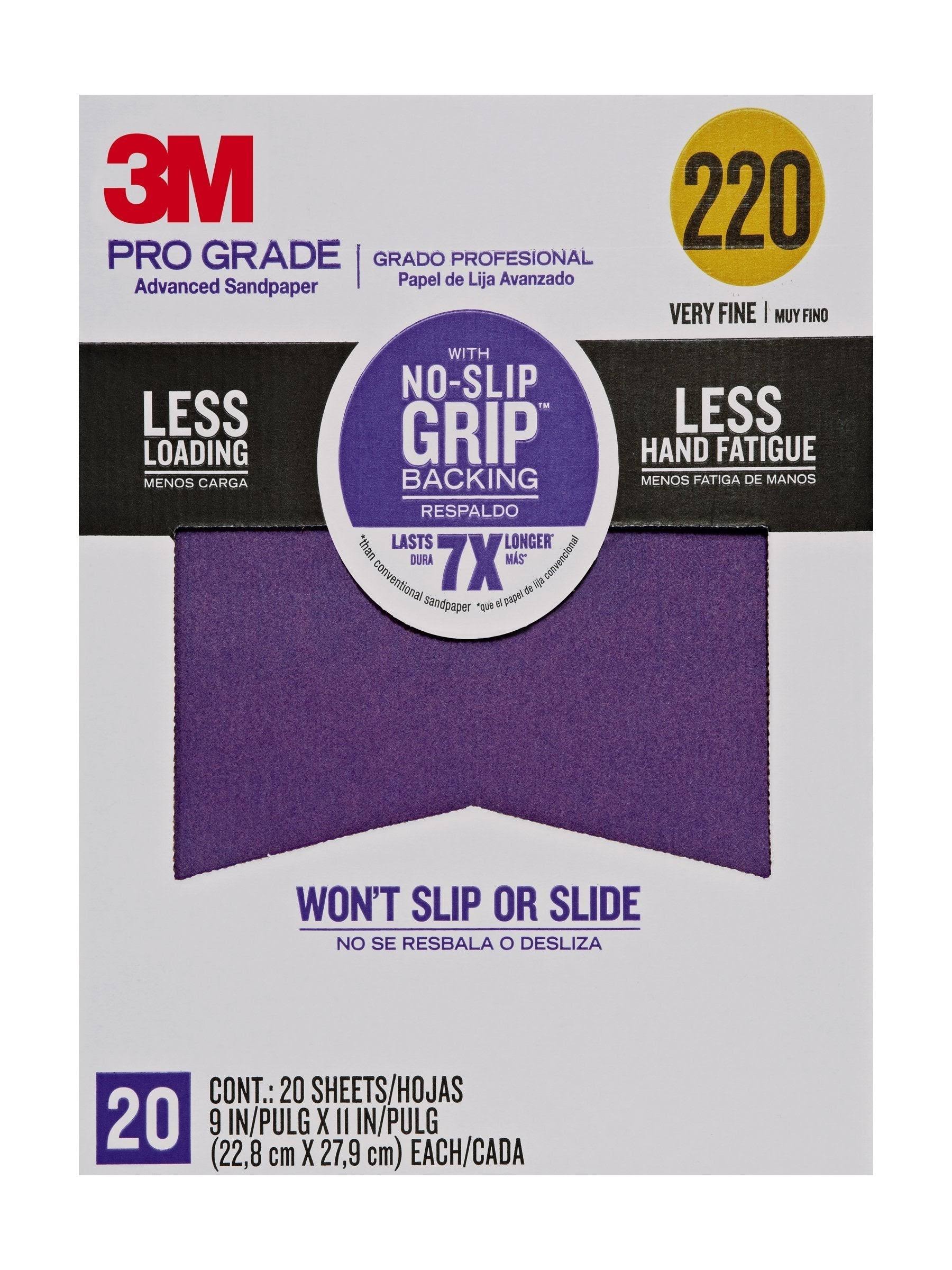 3M Pro Grade Non-Slip Sand Paper - 11"x9", 220 Grit