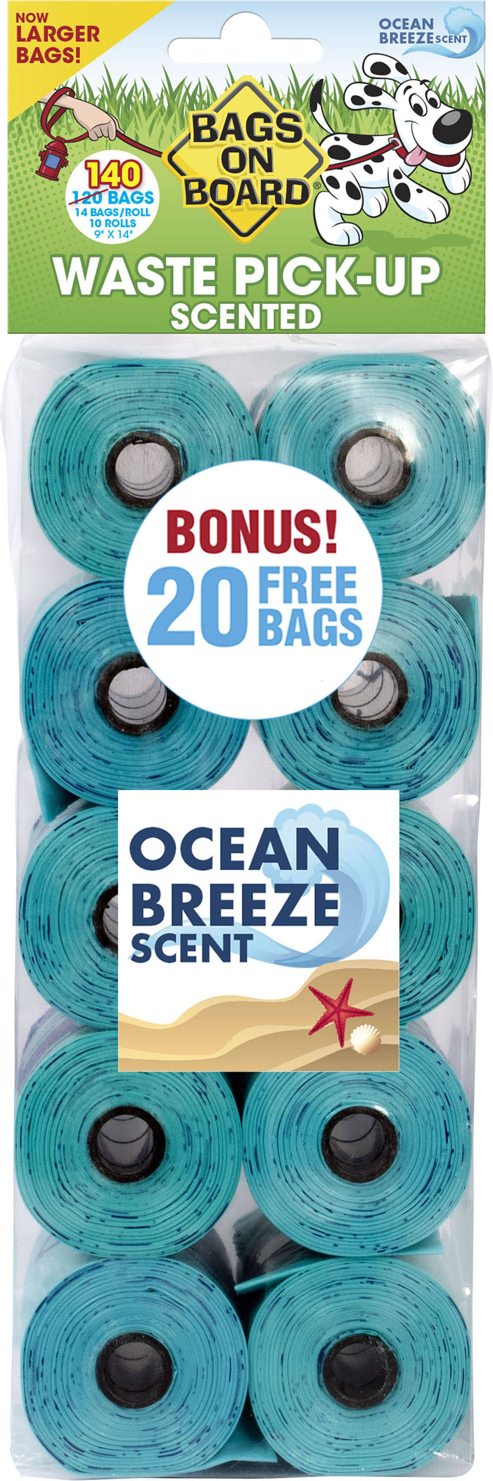 Bags on Board Waste Pickup Refill Bags - Ocean Breeze Scented ,140 Bags