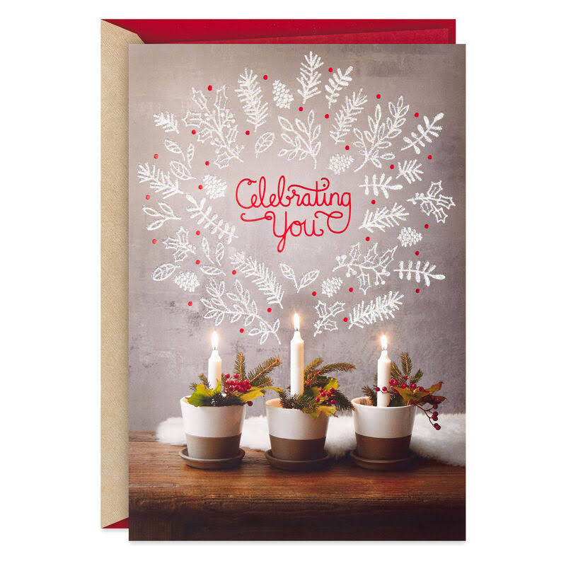 Hallmark Christmas Card, Candles Celebrating You Christmas Birthday Card