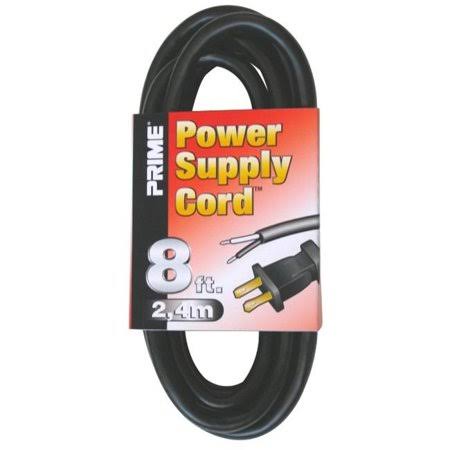 Prime Replacement Power Supply Cord - Black, 8'