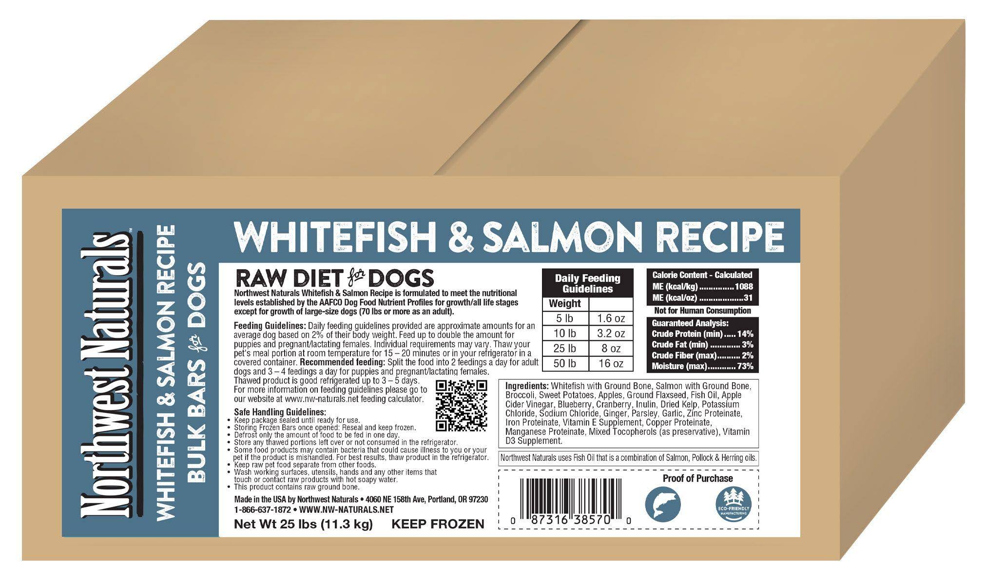 Raw Dog Food by Northwest Naturals (25 lbs) Whitefish & Salmon