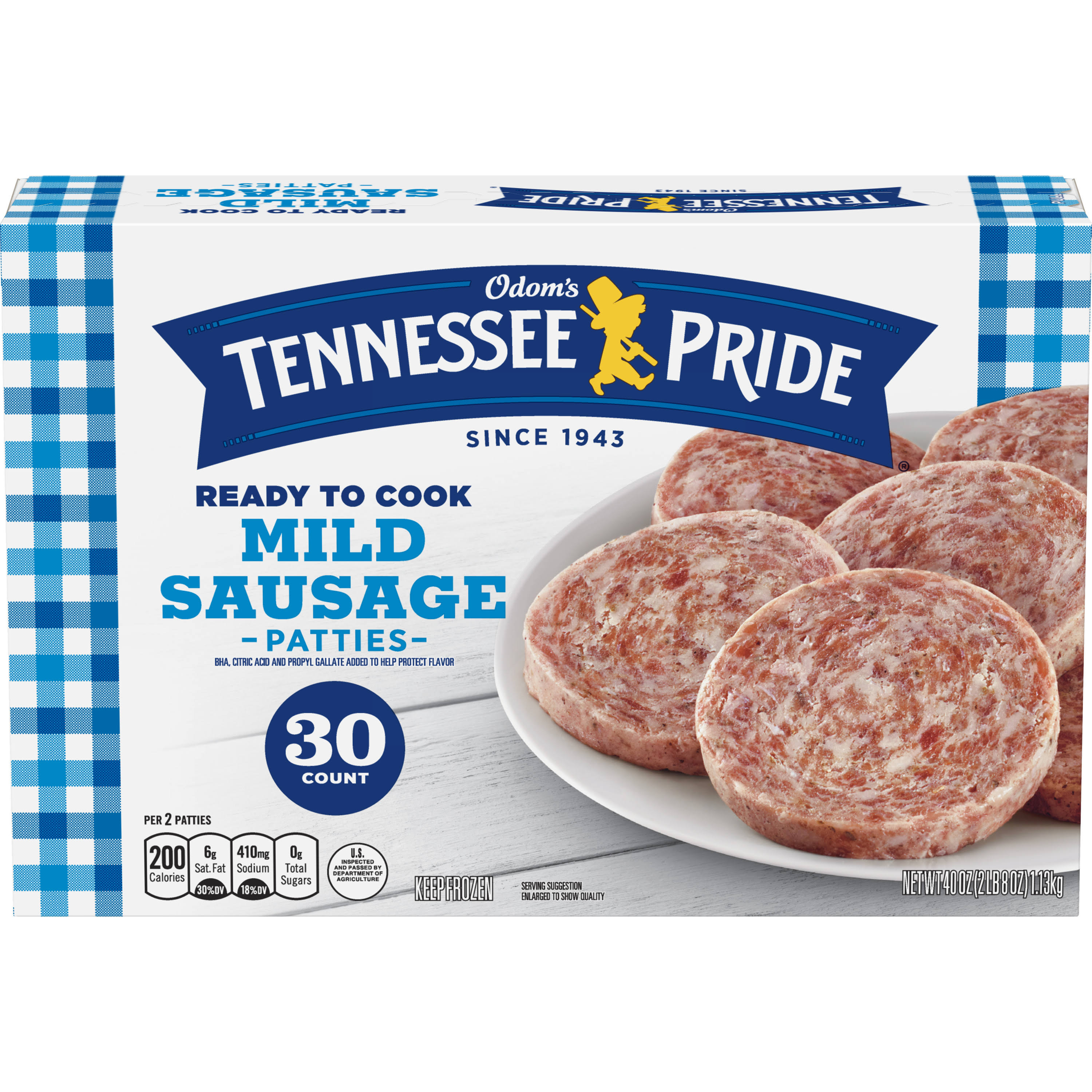 Tennessee Pride Patties, Sausage, Mild - 30 pack, 40 oz