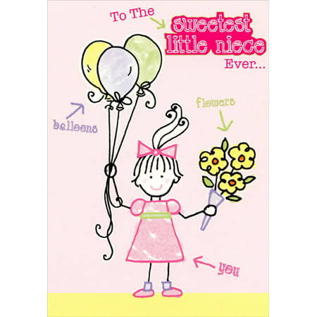 Designer Greetings Stick Figure : Sweetest Little Niece Juvenile : Kids Birthday Card for Young Child, Size: 5.25 x 7.5