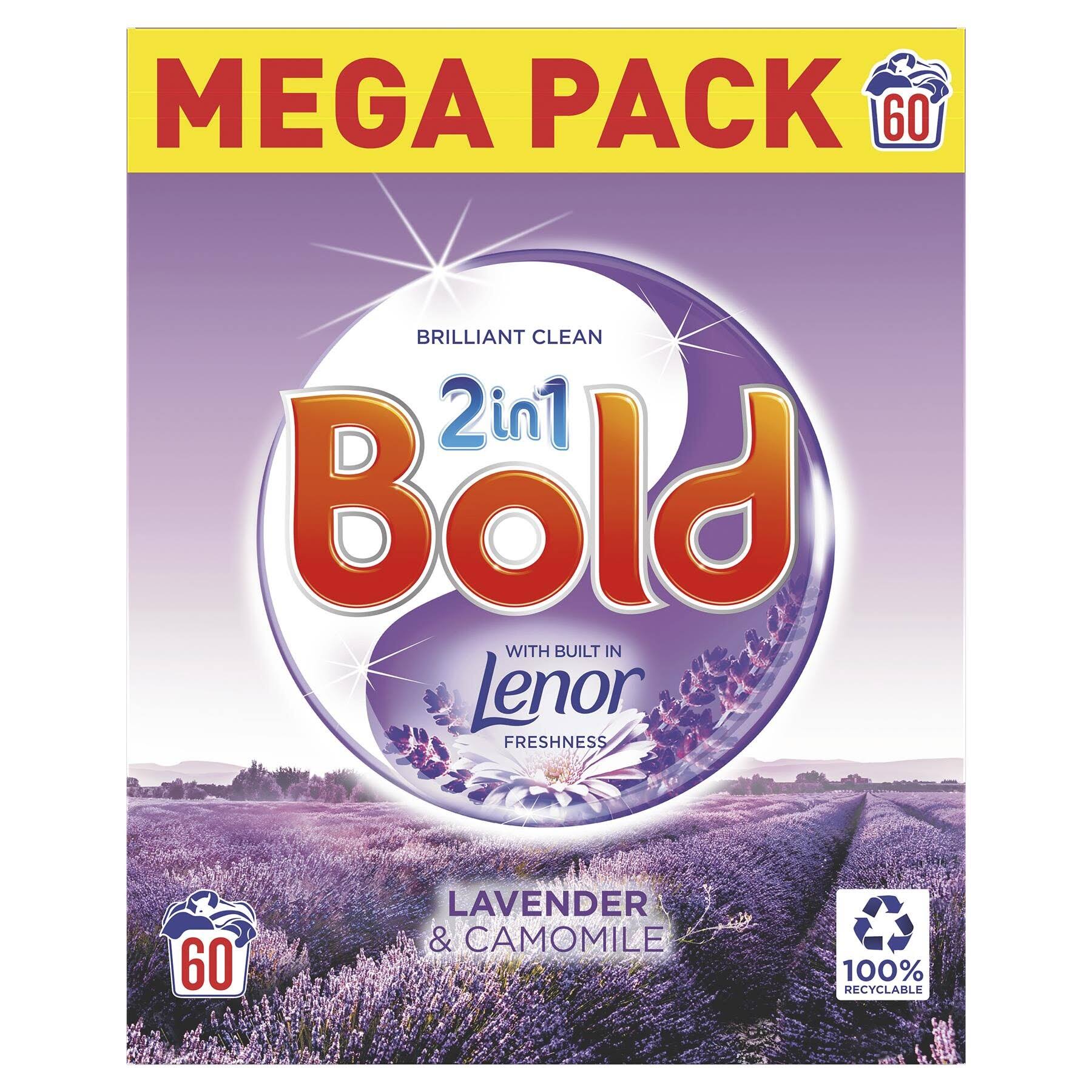Bold 2-in-1 Washing Powder Mega Pack, Lavender & Camomile with Lenor - 60 Washes