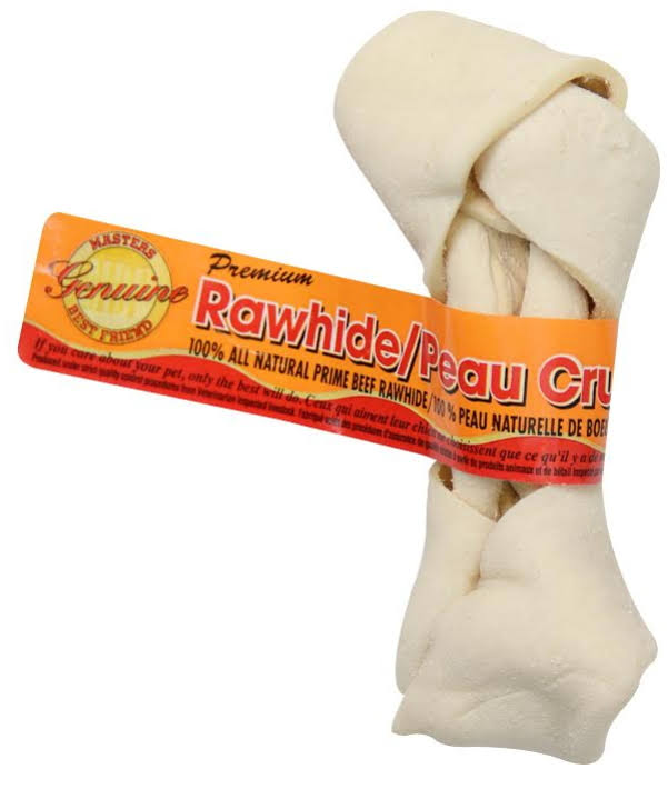 Masters Best Friend Premium White Rawhide Pet Dog Knot Bone - 4-5"