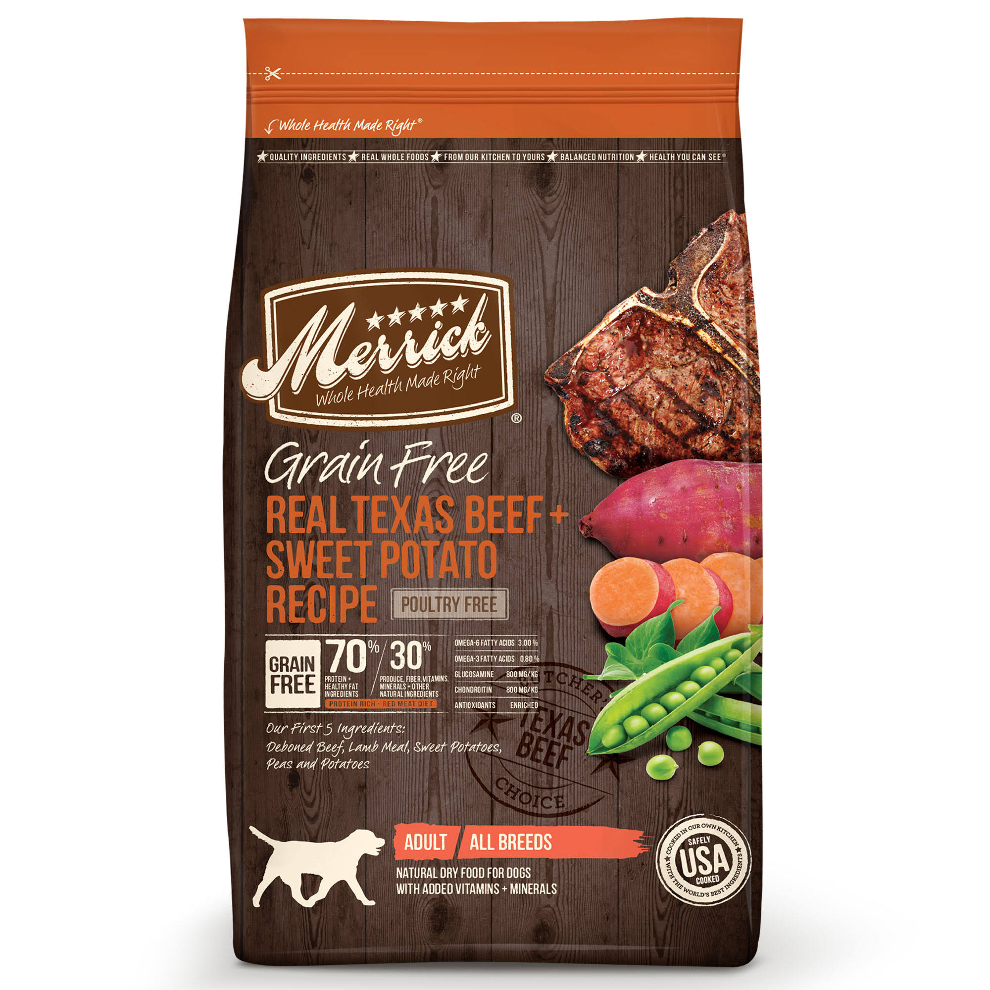 Merrick Grain Free Adult Dog Food - Real Texas Beef & Sweet Potato, 4 Lb
