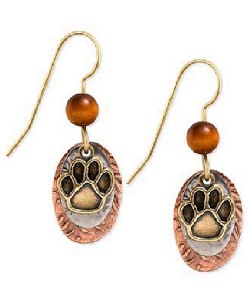 Silver Forest Mixed Metal Paw Drop Earrings