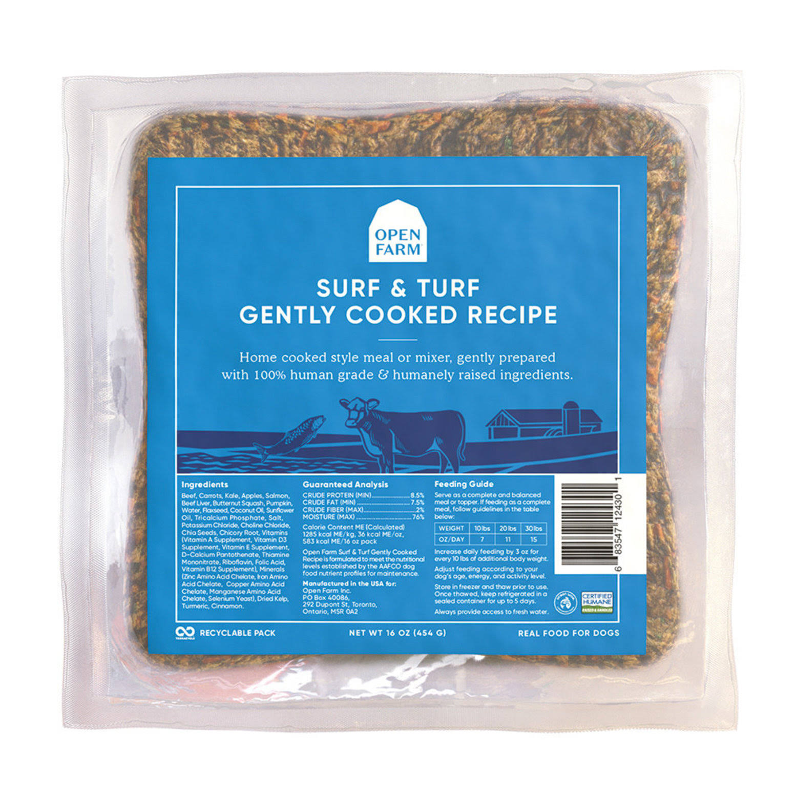 Open Farm Gently Cooked Dog Food - Surf & Turf, 16oz