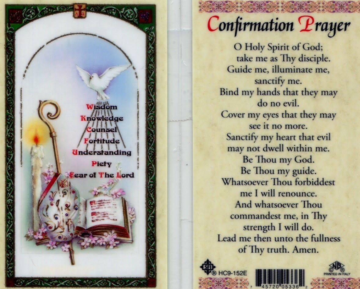 San Francis Imports Confirmation Prayer Paper Holy Card - 4.5" x 2.5"