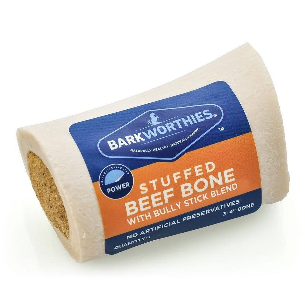 Barkworthies 3-4" Shin Bone Stuffed with Bully Stick Blend - Case of 2