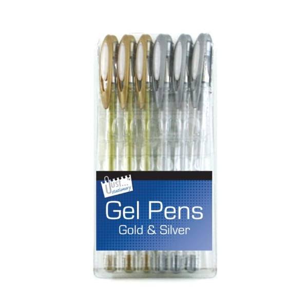 Just Stationery Gel Ink Pen - Silver/Gold (Set of 6)