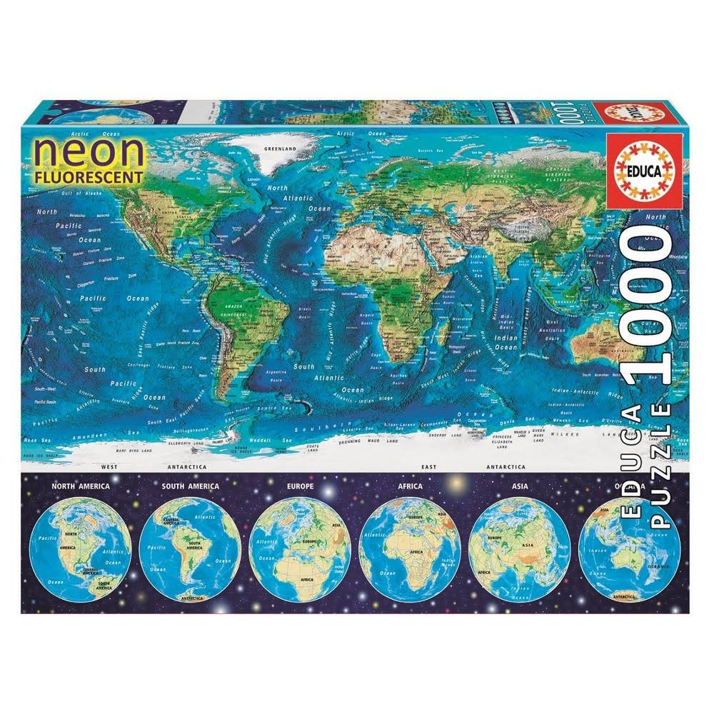 Educa Neon Jigsaw Puzzle - World Map
