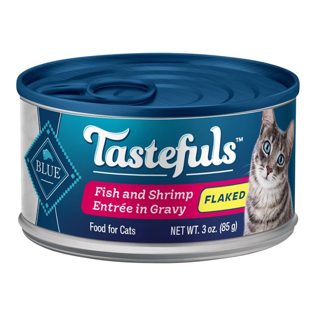 Blue Buffalo Blue Tastefuls Food For Cats, Fish and Shrimp Entree in Gravy, Flaked, Adult - 3 oz