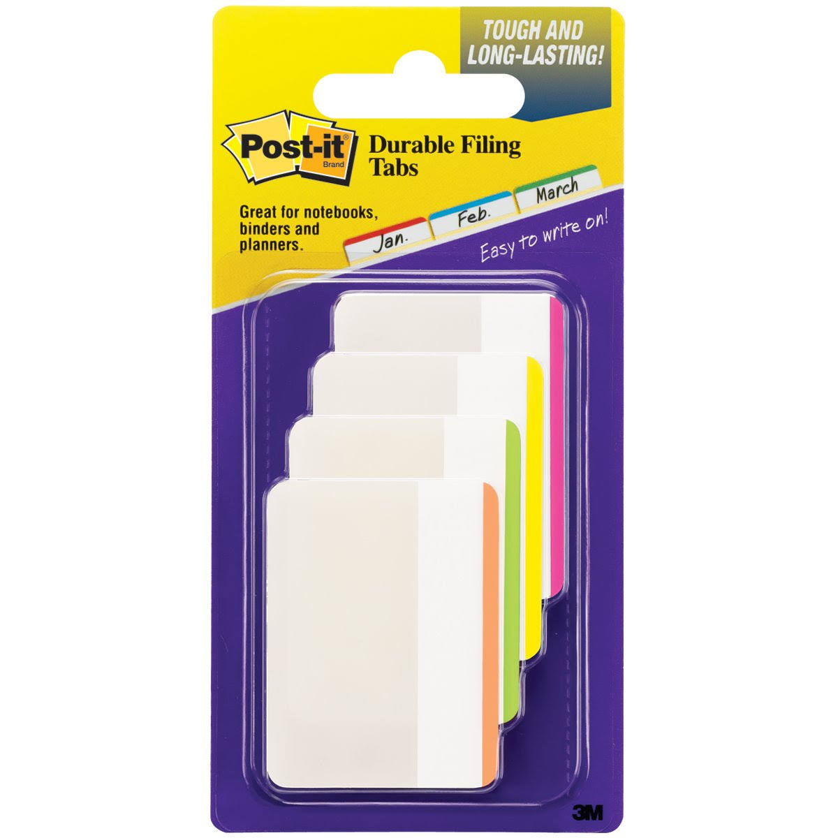 Post it Durable Filing Tabs - Assorted Colors, 2" x 1.5"