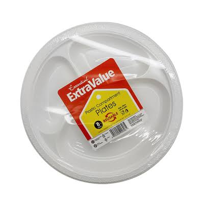 Essential Disposable Plastic Plates - White, 8 Pack